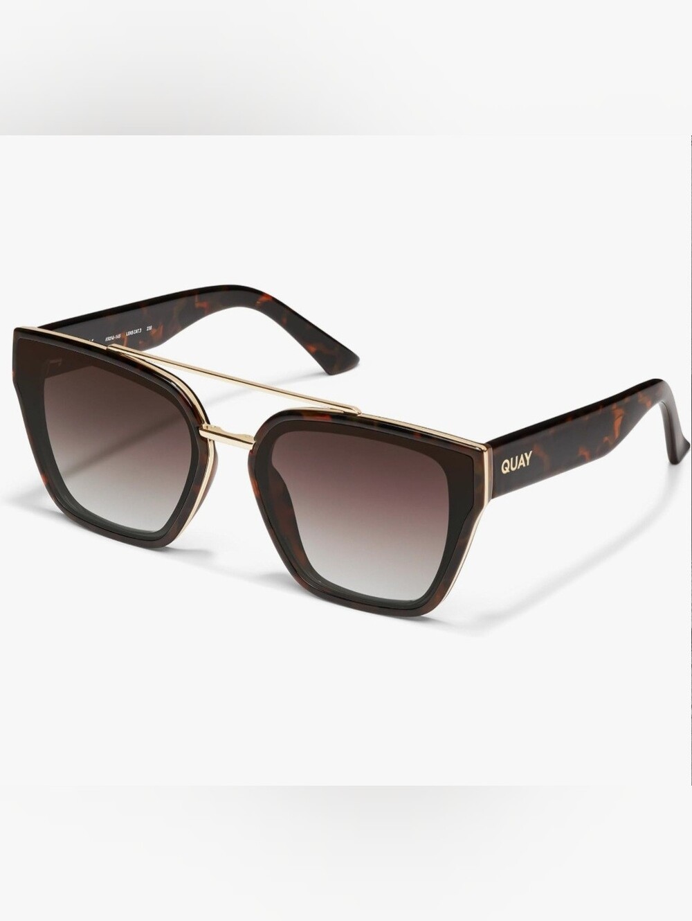 NWOT Quay Australia Tortoiseshell Frame with Gold Trim and Brown Gradient Lenses